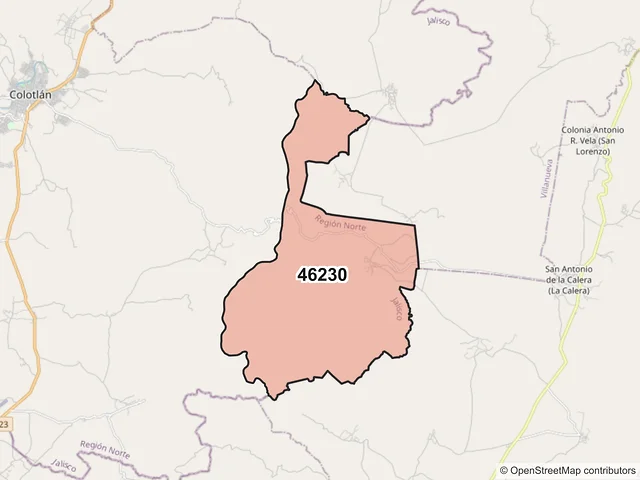 Mapa del código postal 46230, Colotlán, Jalisco