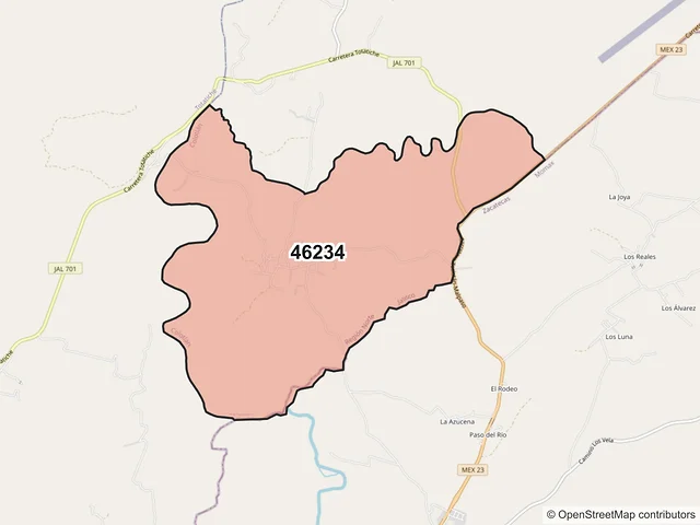 Mapa del código postal 46234, Colotlán, Jalisco
