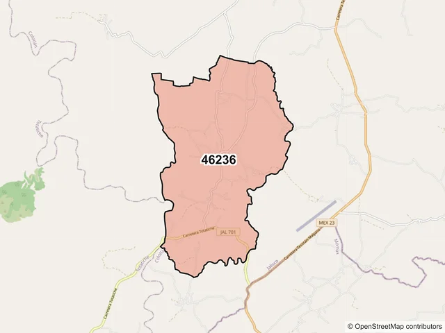 Mapa del código postal 46236, Colotlán, Jalisco