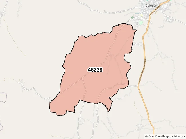 Mapa del código postal 46238, Colotlán, Jalisco