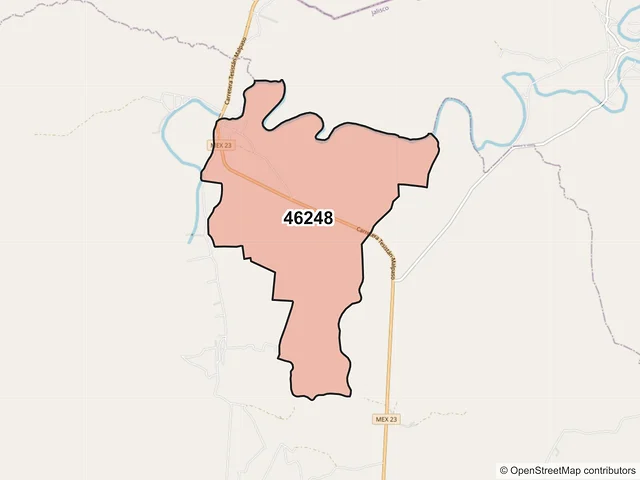 Mapa del código postal 46248, Santa María de los Ángeles, Jalisco