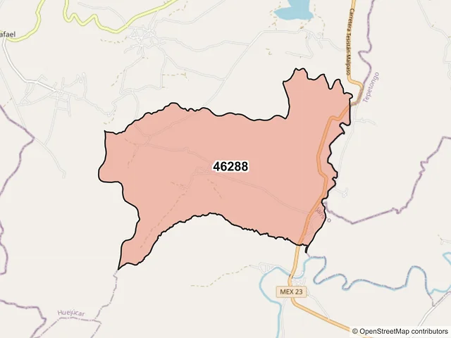 Mapa del código postal 46288, Huejúcar, Jalisco