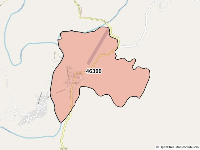Mapa del código postal 46300, Chimaltitán, Jalisco