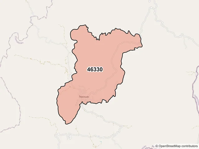 Mapa del código postal 46330, Chimaltitán, Jalisco