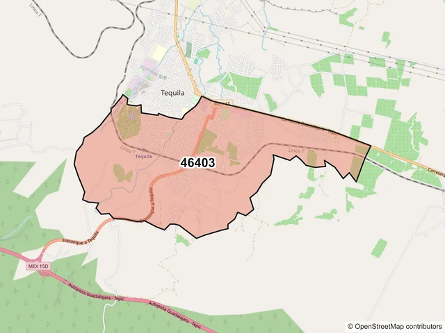 Mapa del código postal 46403, Tequila, Jalisco