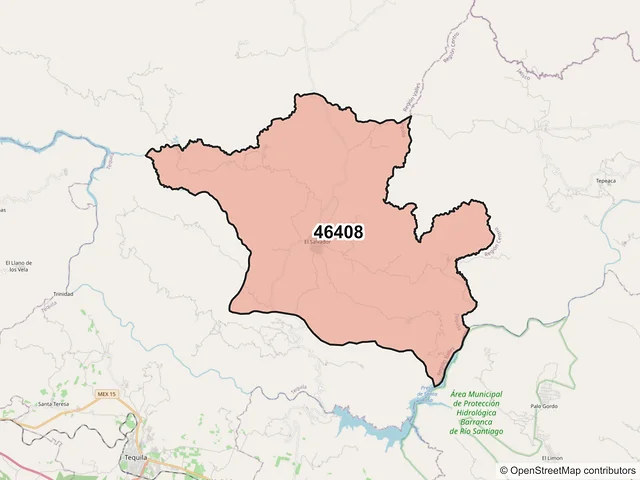 Mapa del código postal 46408, Tequila, Jalisco