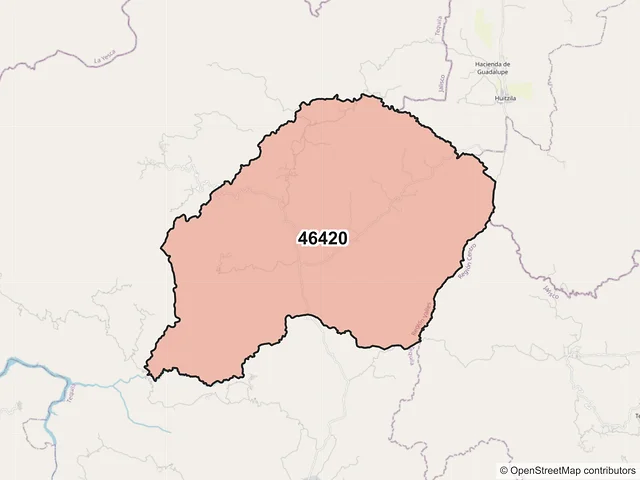 Mapa del código postal 46420, Tequila, Jalisco