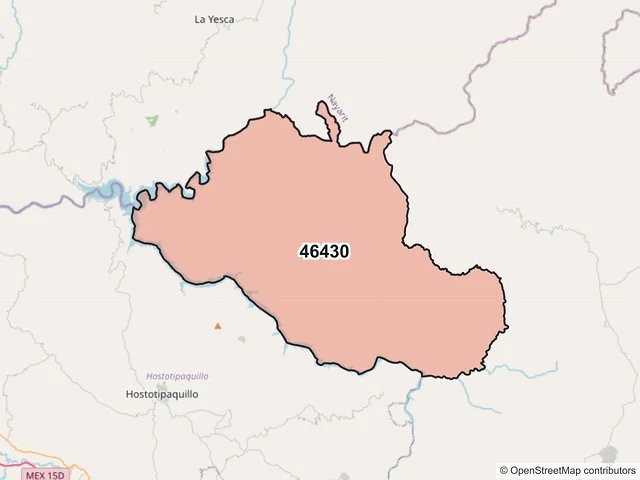 Mapa del código postal 46430, Tequila, Jalisco