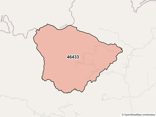 Mapa del código postal 46433, Tequila, Jalisco