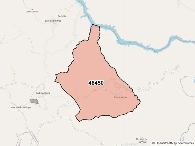 Mapa del código postal 46450, Hostotipaquillo, Jalisco