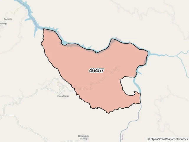 Mapa del código postal 46457, Hostotipaquillo, Jalisco