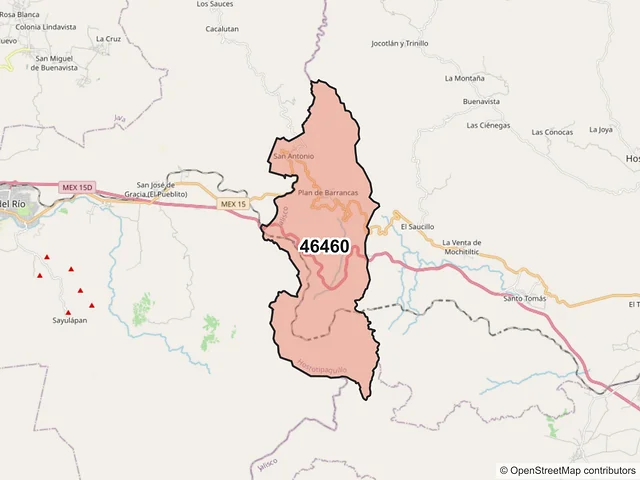Mapa del código postal 46460, Hostotipaquillo, Jalisco