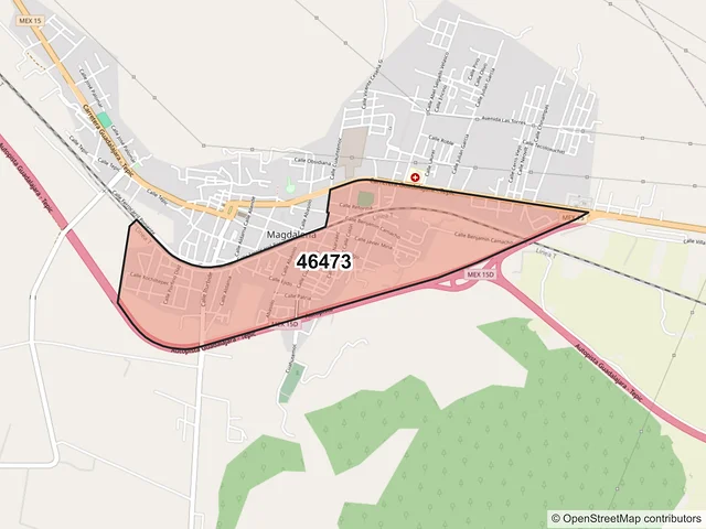 Mapa del código postal 46473, Magdalena, Jalisco