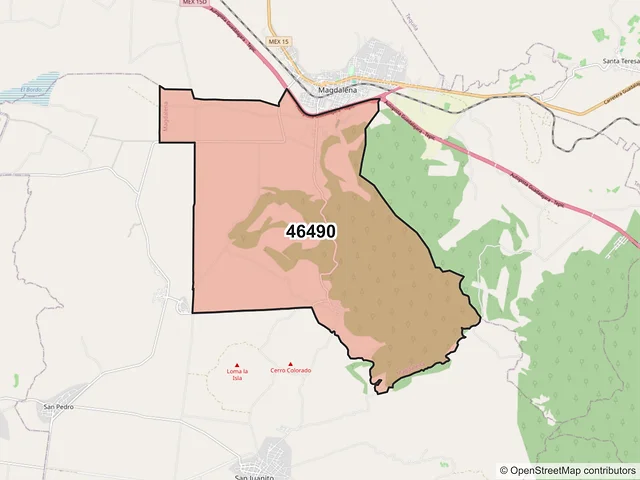 Mapa del código postal 46490, Magdalena, Jalisco