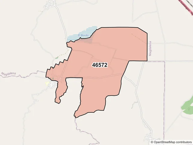 Mapa del código postal 46572, San Juanito de Escobedo, Jalisco