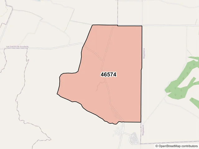 Mapa del código postal 46574, San Juanito de Escobedo, Jalisco
