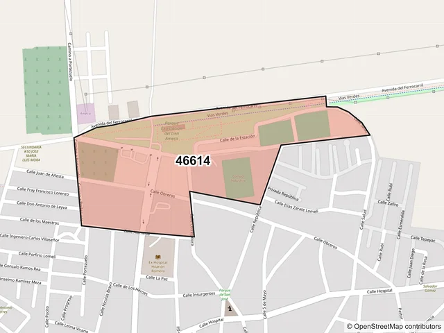 Mapa del código postal 46614, Ameca, Jalisco