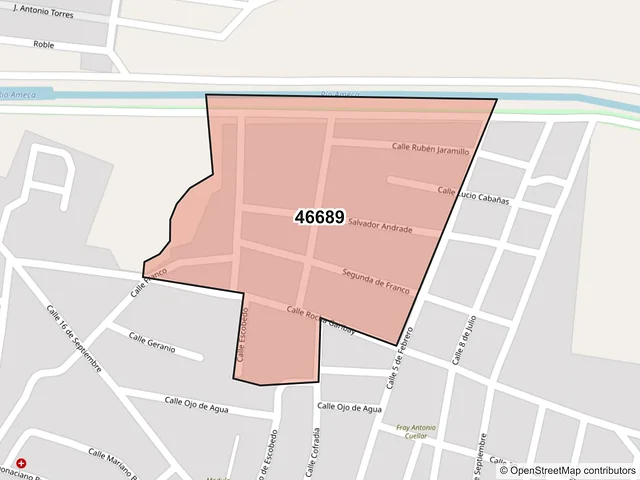 Mapa del código postal 46689, Ameca, Jalisco