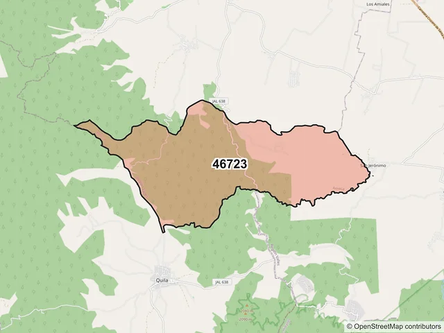 Mapa del código postal 46723, Ameca, Jalisco