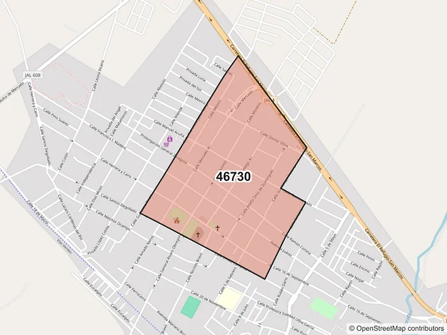 Mapa del código postal 46730, Ahualulco de Mercado, Jalisco