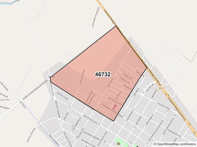 Mapa del código postal 46732, Ahualulco de Mercado, Jalisco