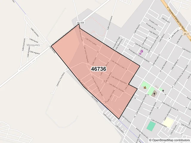 Mapa del código postal 46736, Ahualulco de Mercado, Jalisco