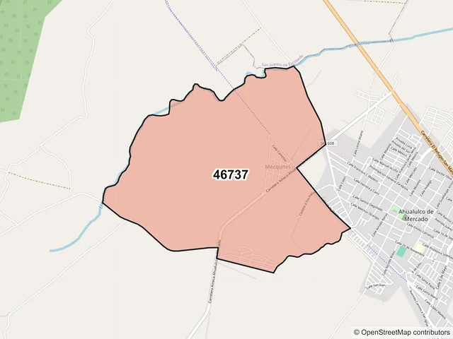 Mapa del código postal 46737, Ahualulco de Mercado, Jalisco