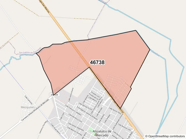 Mapa del código postal 46738, Ahualulco de Mercado, Jalisco