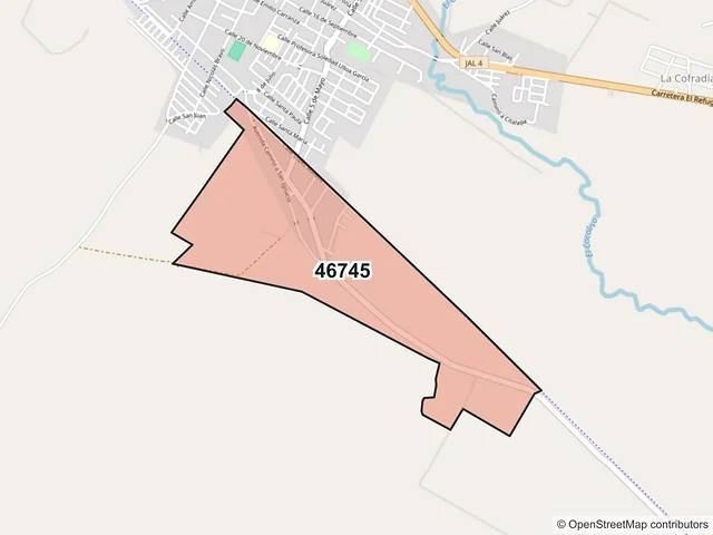 Mapa del código postal 46745, Ahualulco de Mercado, Jalisco