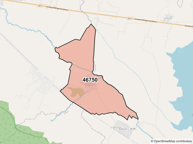 Mapa del código postal 46750, Ahualulco de Mercado, Jalisco