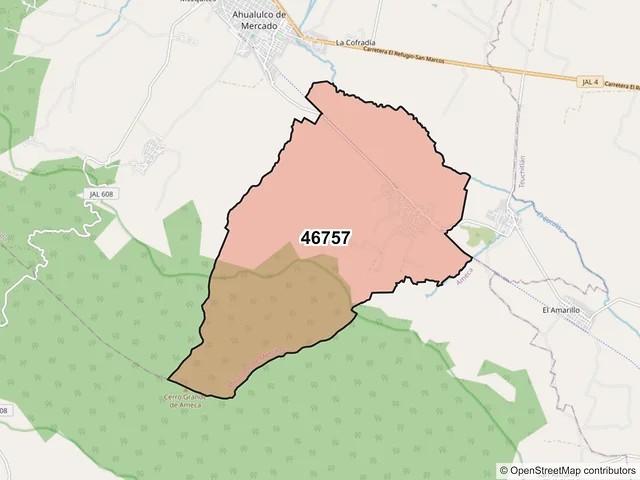 Mapa del código postal 46757, Ahualulco de Mercado, Jalisco