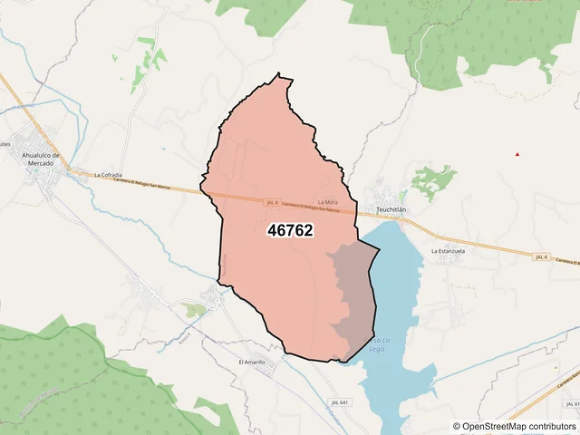Mapa del código postal 46762, Teuchitlán, Jalisco