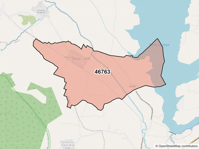 Mapa del código postal 46763, Teuchitlán, Jalisco