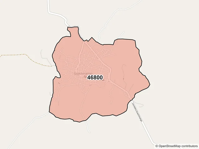 Mapa del código postal 46800, Guachinango, Jalisco