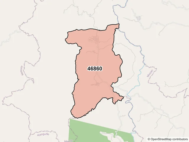 Mapa del código postal 46860, Mixtlán, Jalisco