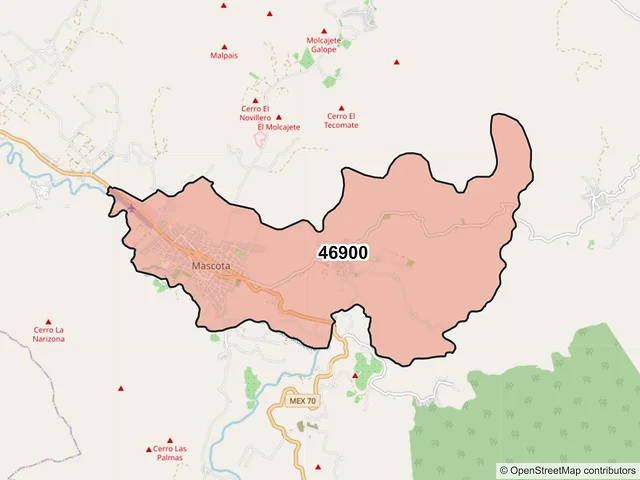 Mapa del código postal 46900, Mascota, Jalisco