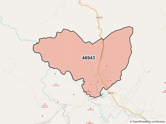 Mapa del código postal 46943, Mascota, Jalisco