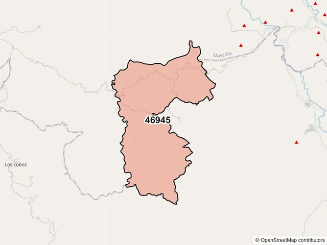 Mapa del código postal 46945, Mascota, Jalisco