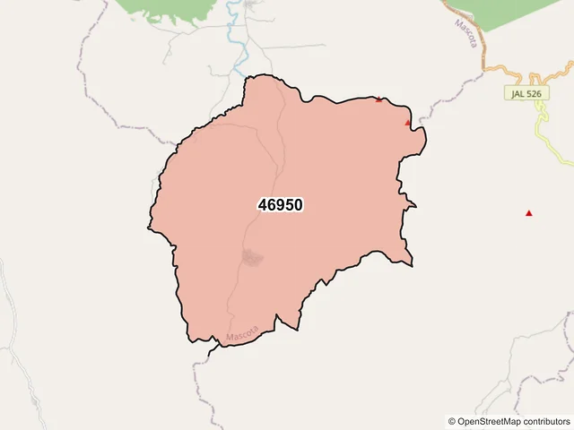 Mapa del código postal 46950, Mascota, Jalisco
