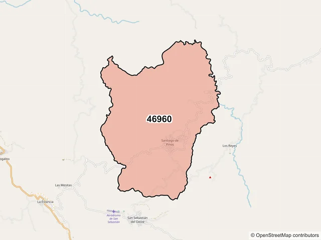 Mapa del código postal 46960, San Sebastián del Oeste, Jalisco