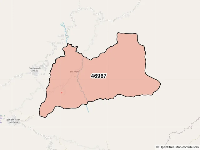 Mapa del código postal 46967, San Sebastián del Oeste, Jalisco