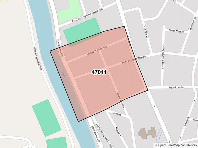 Mapa del código postal 47011, San Juan de los Lagos, Jalisco