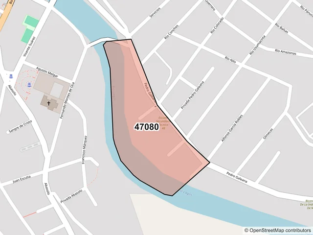 Mapa del código postal 47080, San Juan de los Lagos, Jalisco