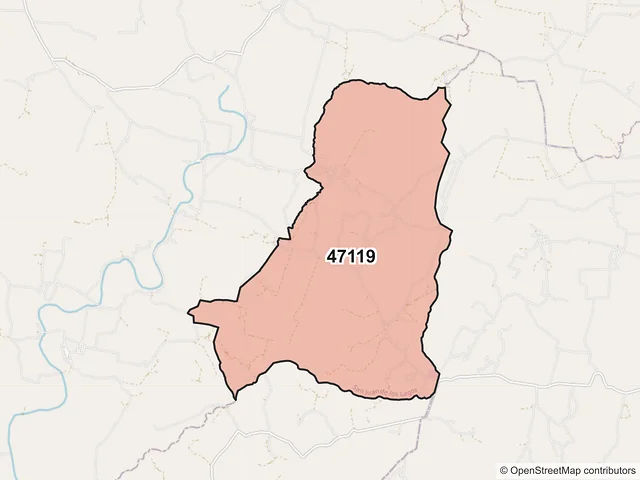 Mapa del código postal 47119, San Juan de los Lagos, Jalisco