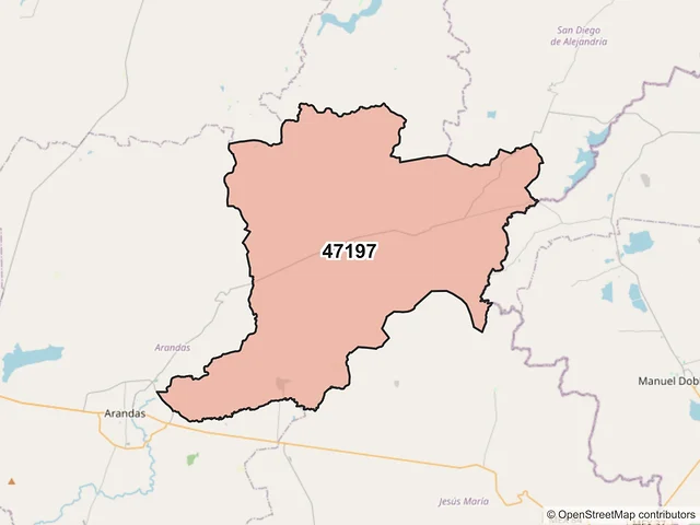 Mapa del código postal 47197, Arandas, Jalisco