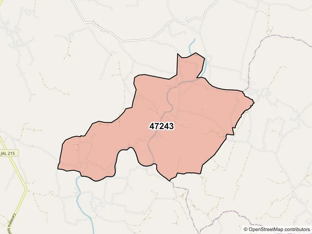 Mapa del código postal 47243, Teocaltiche, Jalisco