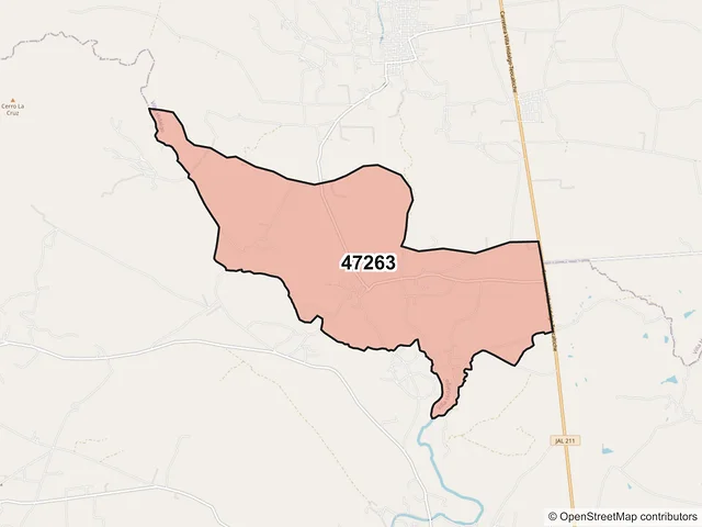 Mapa del código postal 47263, Villa Hidalgo, Jalisco