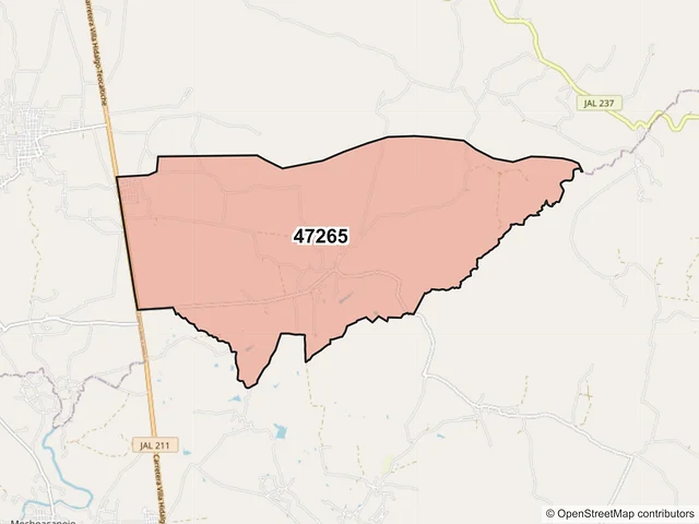 Mapa del código postal 47265, Villa Hidalgo, Jalisco