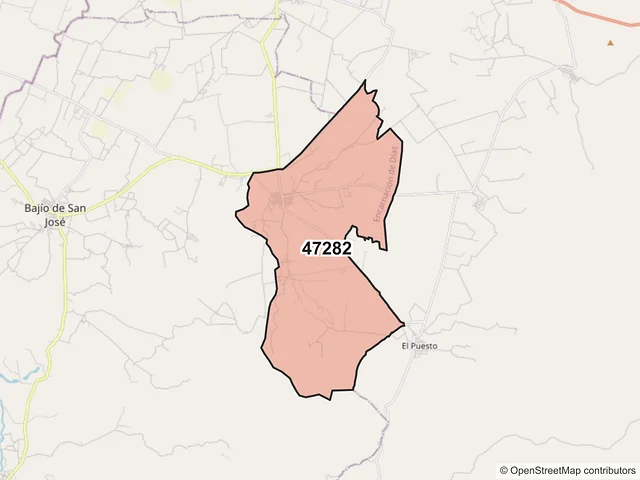 Mapa del código postal 47282, Encarnación de Díaz, Jalisco