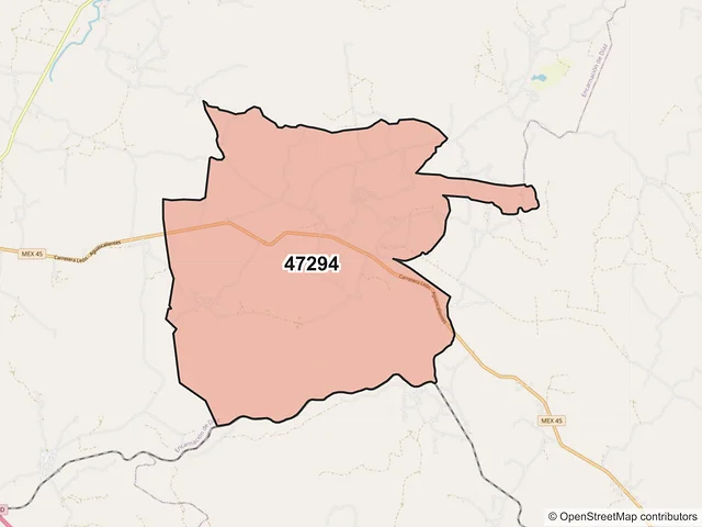 Mapa del código postal 47294, Encarnación de Díaz, Jalisco